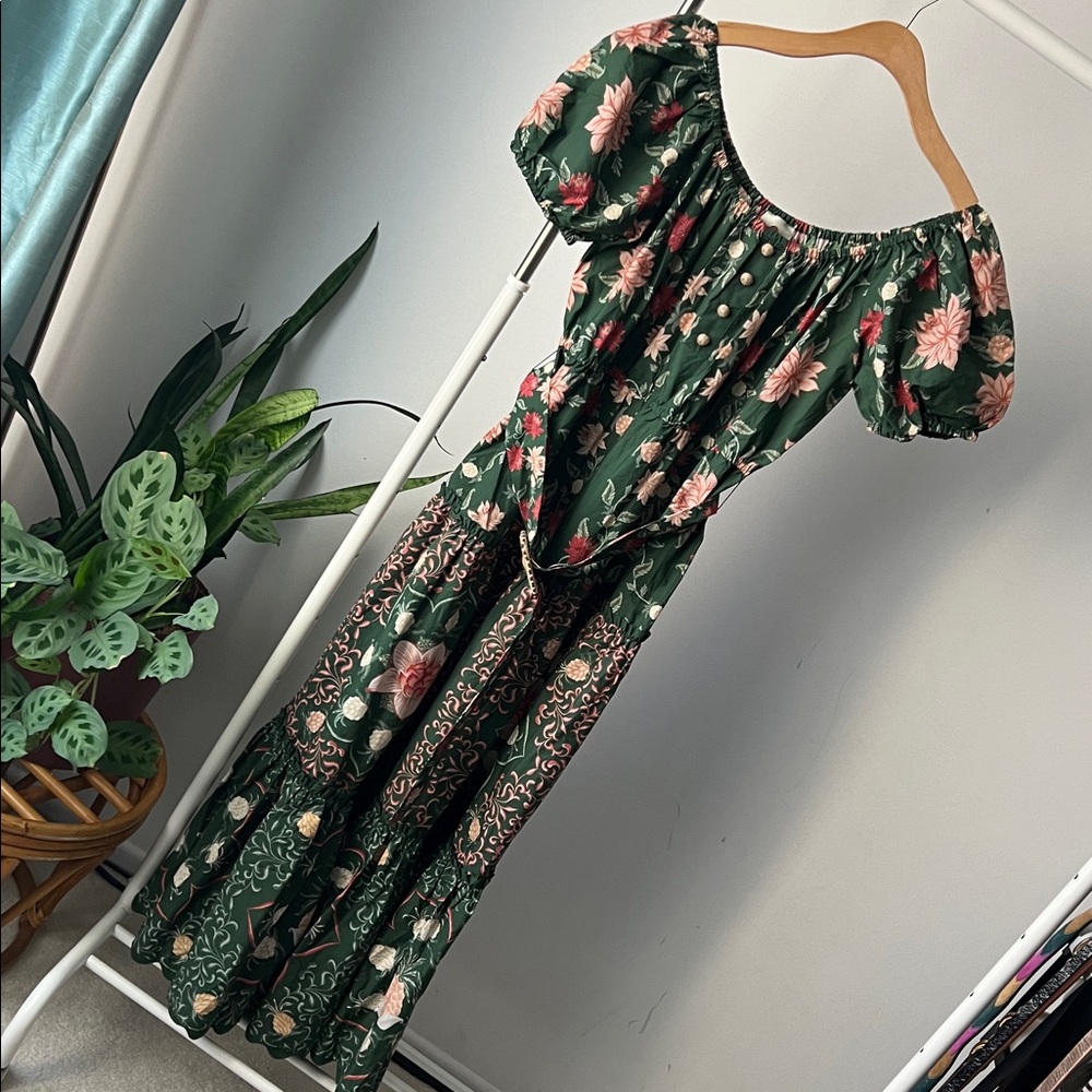 FARM RIO GARDEN GREEN MAXI DRESS L - Picture 5 of 14